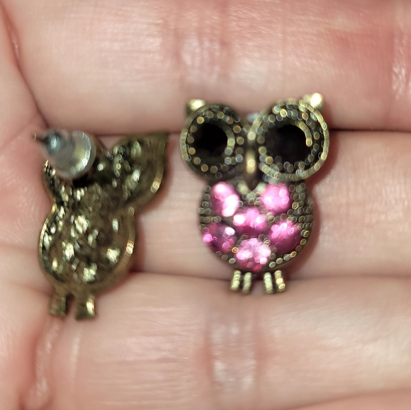 Owl Design Colorful Beads Rhinestone Inlaid Dangle Earrings - Picture 3 of 5